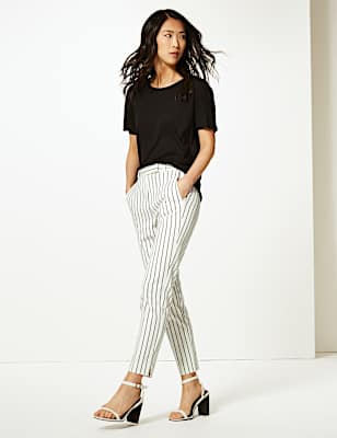 Mia Slim Striped Ankle Grazer Trousers