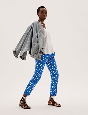 Mia Slim Cotton Polka Dot 7/8 Trouser