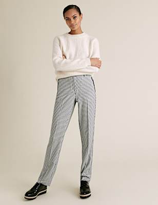 Straight Leg Checked Trousers