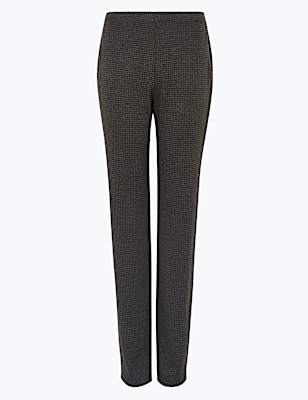 Jersey Dogtooth Straight Leg Trousers