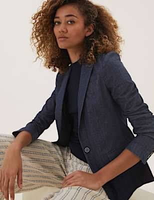 Denim Single Breasted Blazer