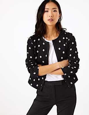 Jersey Slim Polka Dot Jacket