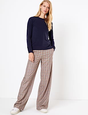 Checked Wide Leg Trousers