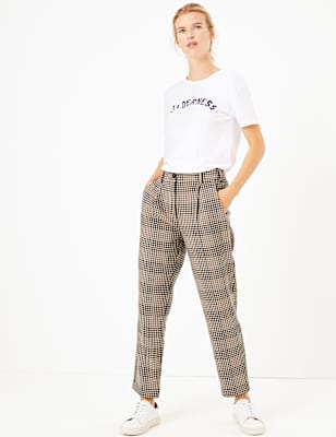 Checked Tapered Ankle Grazer Trousers