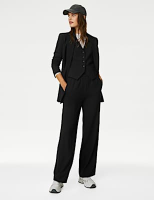 Woven Elasticated Waist Wide Leg Trousers
