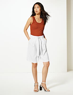 Belted High Waist Tailored Shorts