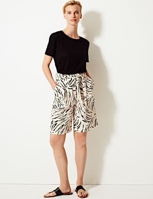 Animal Print High Waist Tailored Shorts