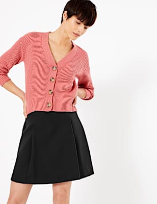 Pleat Front Mini Skirt