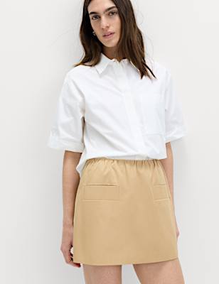 Pure Cotton Twill Mini A-Line Skirt