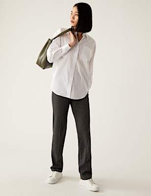 Jersey Houndstooth Straight Leg Trousers