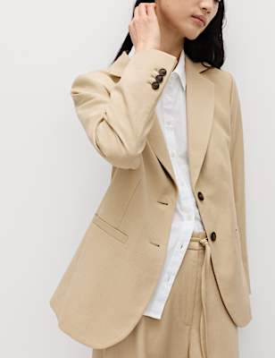 Lyocell Rich Single Breasted Blazer with Linen