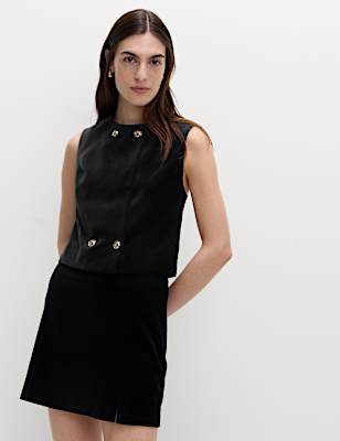 Velvet Cotton Rich Double Breasted Waistcoat