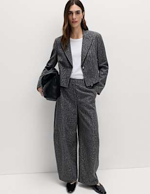 Metallic Lurex Barrel Leg Trousers