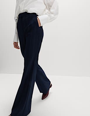 Striped Slim Fit Flare Trousers