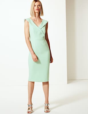 Double Crepe Short Sleeve Bodycon Dress