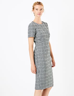 Checked Midi Bodycon Dress