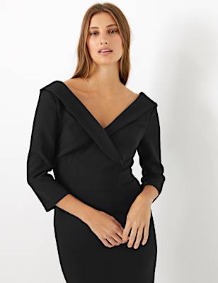 Off The Shoulder Bodycon Midi Dress