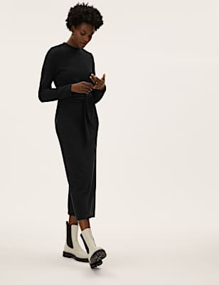 Tie Front Midi Shift Dress