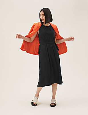 Jersey Sleeveless Midi Waisted Dress