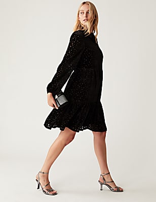 Star Devore Knee Length Shirt Dress
