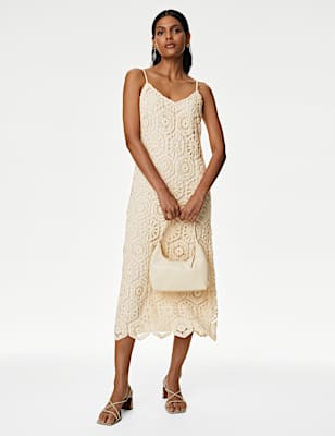 Cotton Rich Textured Midi Slip Dress