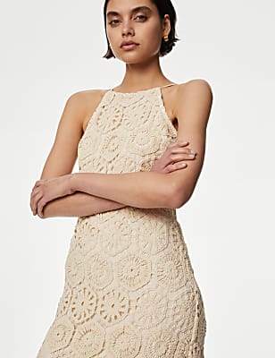 Cotton Rich Textured Midaxi Slip Dress