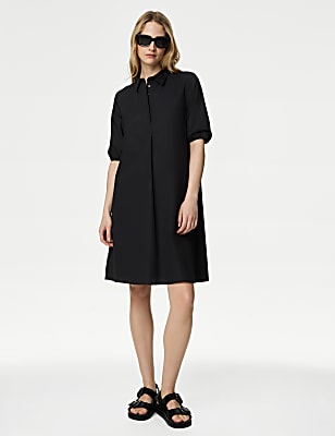 Pure Cotton Puff Sleeve Mini Swing Dress