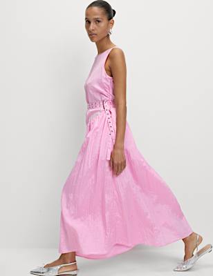 Belted Midaxi Waisted Dress