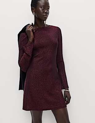 Lurex Metallic Mini Shift Dress