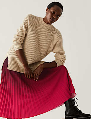 Ombre Pleated Midaxi Skirt