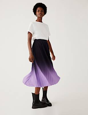 Ombre Pleated Midaxi Skirt