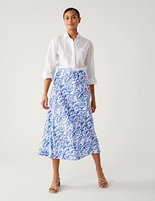 Satin Animal Print Midaxi Slip Skirt