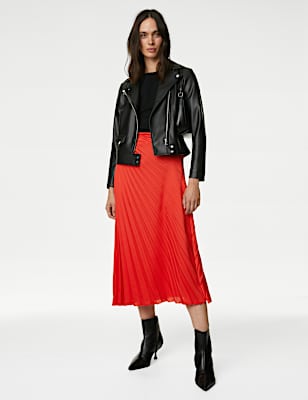 Pleated Midaxi Asymmetric Skirt