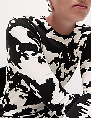 Printed Round Neck Midaxi Column Dress