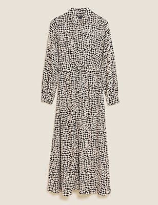Dogtooth Belted Midaxi Shirt Dress