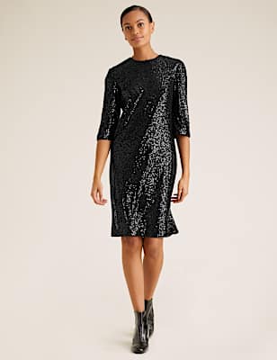 Sequin Knee Length Shift Dress