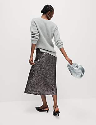 Sequin Midaxi Slip Skirt