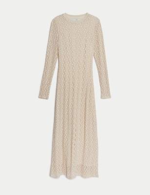 Jersey Lace Round Neck Midaxi Column Dress