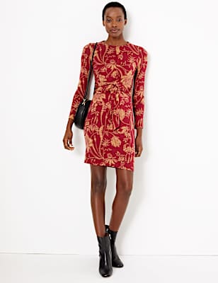 Jersey Floral Tie Waist Bodycon Dress