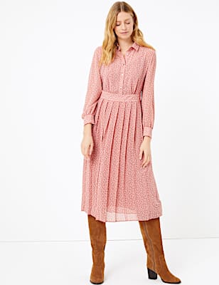 Printed Midi Shirt Dress