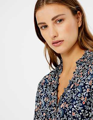 Floral Shirred Waist Jumpsuit