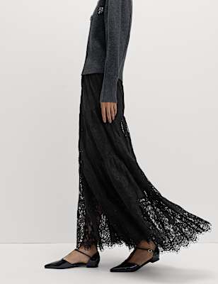 Lace Maxi Tiered Skirt