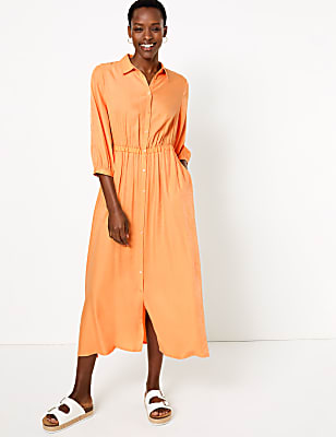Midi Waisted Shirt Dress