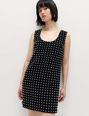 Embellished Mini Shift Dress