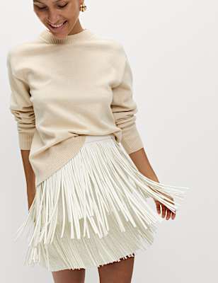 Fringe Detail Mini Skirt