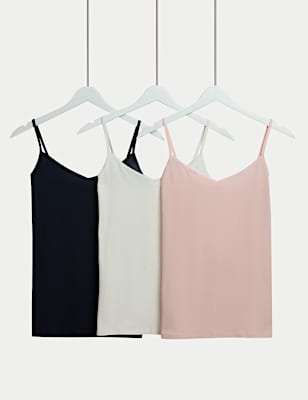3pk Cotton Rich Strappy Vests