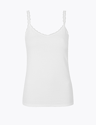 Cotton Rich Lace Trim Vest