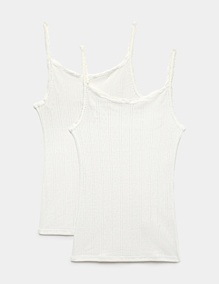 2 Pack Thermal Pointelle Strappy Vests