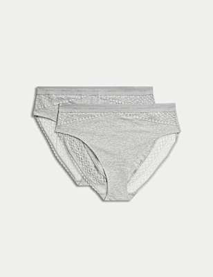 2pk Light Control Cotton Rich High Leg Knickers