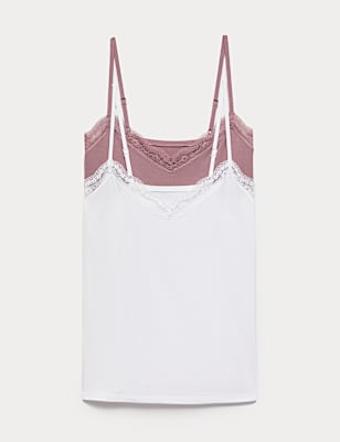 2 Pack Modal Rich Flexifit&trade; Lace Trim Vests